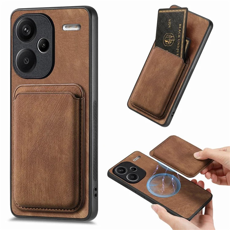 D12 For Xiaomi Redmi Note 13 Pro+ 5G Case Leather Vintage Phone Cover with Magnetic Card Holder