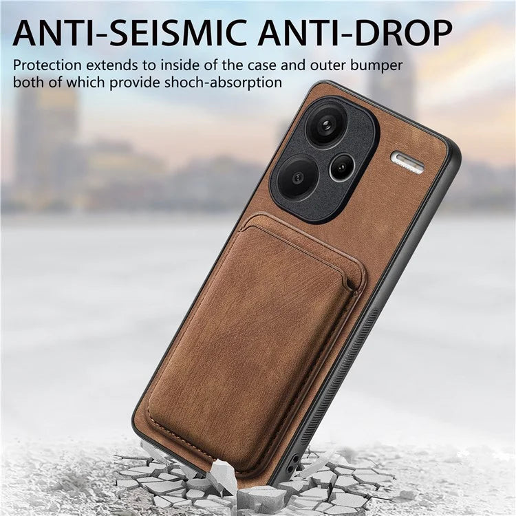 D12 For Xiaomi Redmi Note 13 Pro+ 5G Case Leather Vintage Phone Cover with Magnetic Card Holder