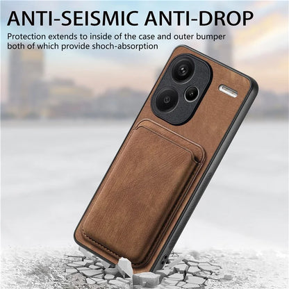 D12 For Xiaomi Redmi Note 13 Pro+ 5G Case Leather Vintage Phone Cover with Magnetic Card Holder