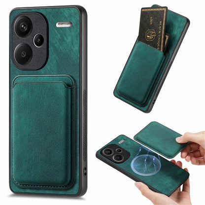 D12 For Xiaomi Redmi Note 13 Pro+ 5G Case Leather Vintage Phone Cover with Magnetic Card Holder