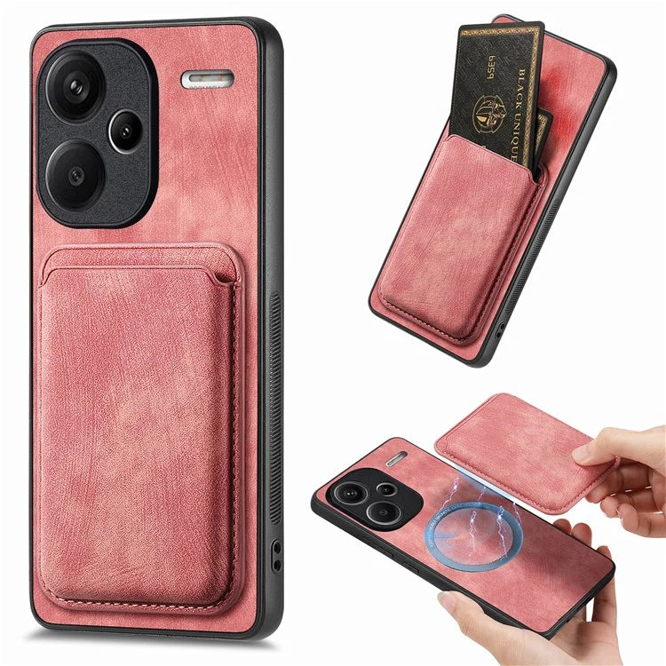 D12 For Xiaomi Redmi Note 13 Pro+ 5G Case Leather Vintage Phone Cover with Magnetic Card Holder