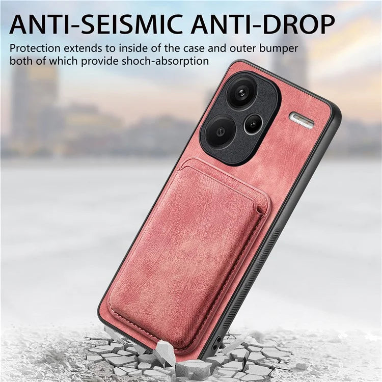 D12 For Xiaomi Redmi Note 13 Pro+ 5G Case Leather Vintage Phone Cover with Magnetic Card Holder