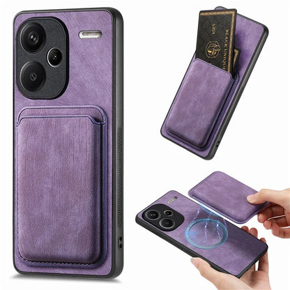 D12 For Xiaomi Redmi Note 13 Pro+ 5G Case Leather Vintage Phone Cover with Magnetic Card Holder