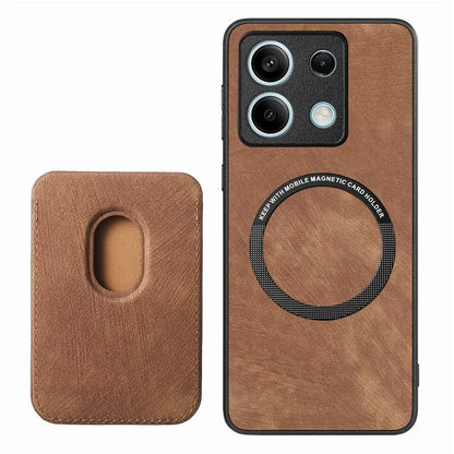 D12 For Xiaomi Redmi Note 13 5G Phone Case Magnetic Card Holder Vintage Leather Cover