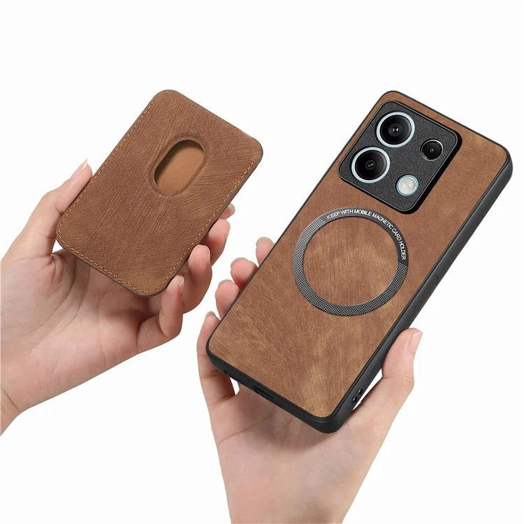 D12 For Xiaomi Redmi Note 13 5G Phone Case Magnetic Card Holder Vintage Leather Cover