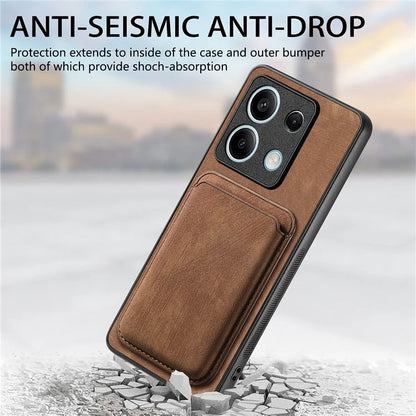D12 For Xiaomi Redmi Note 13 5G Phone Case Magnetic Card Holder Vintage Leather Cover