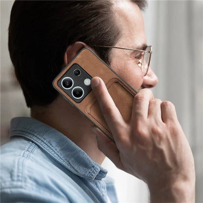 D12 For Xiaomi Redmi Note 13 5G Phone Case Magnetic Card Holder Vintage Leather Cover