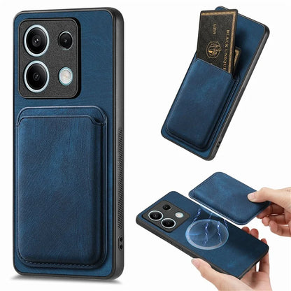 D12 For Xiaomi Redmi Note 13 5G Phone Case Magnetic Card Holder Vintage Leather Cover