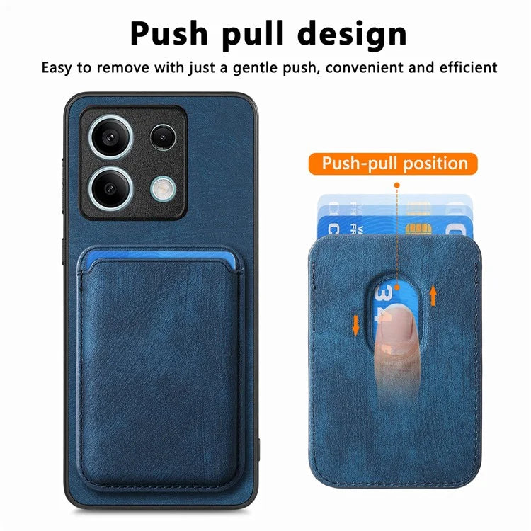 D12 For Xiaomi Redmi Note 13 5G Phone Case Magnetic Card Holder Vintage Leather Cover