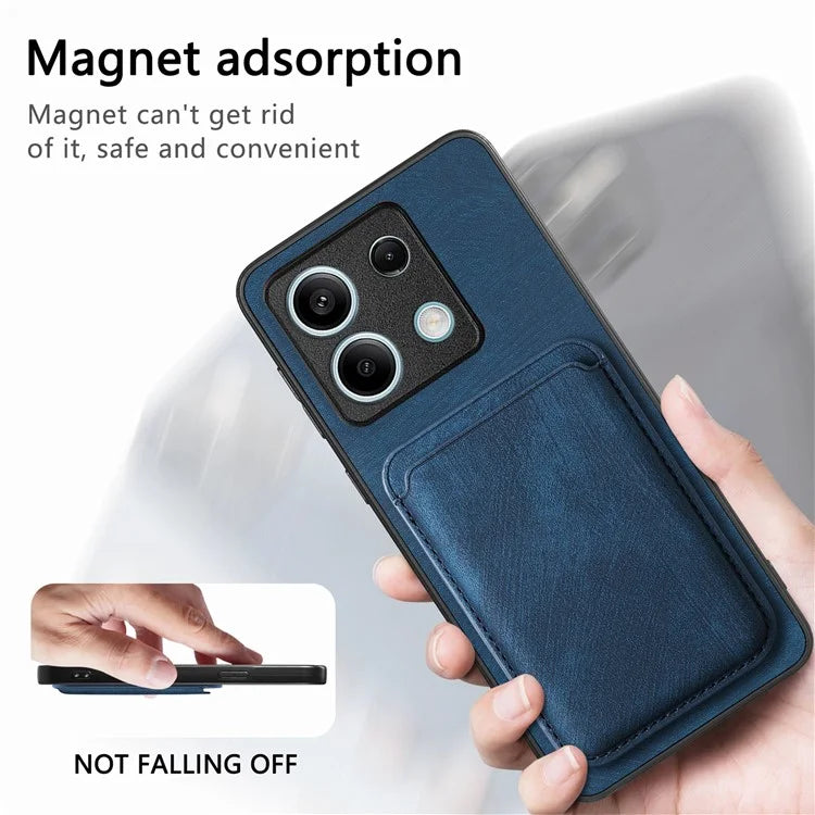 D12 For Xiaomi Redmi Note 13 5G Phone Case Magnetic Card Holder Vintage Leather Cover