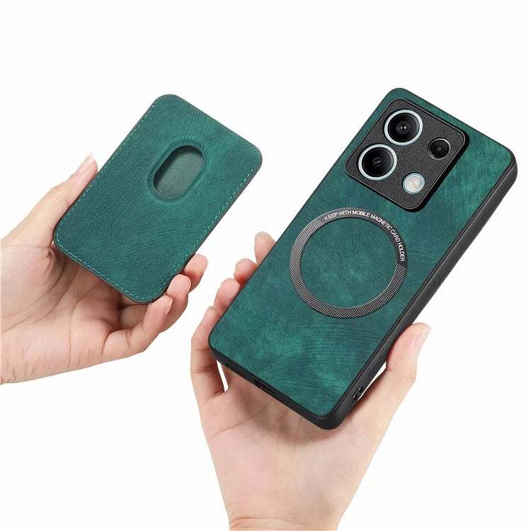 D12 For Xiaomi Redmi Note 13 5G Phone Case Magnetic Card Holder Vintage Leather Cover