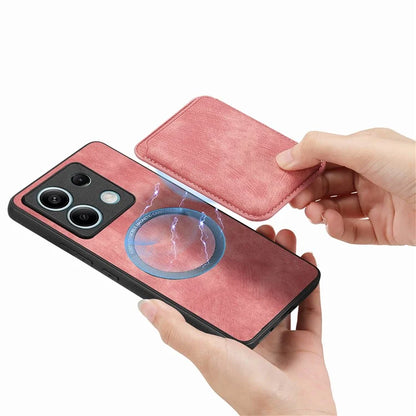 D12 For Xiaomi Redmi Note 13 5G Phone Case Magnetic Card Holder Vintage Leather Cover