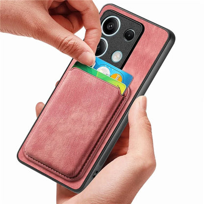 D12 For Xiaomi Redmi Note 13 5G Phone Case Magnetic Card Holder Vintage Leather Cover