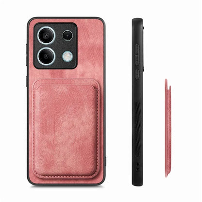 D12 For Xiaomi Redmi Note 13 5G Phone Case Magnetic Card Holder Vintage Leather Cover