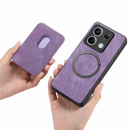 D12 For Xiaomi Redmi Note 13 5G Phone Case Magnetic Card Holder Vintage Leather Cover