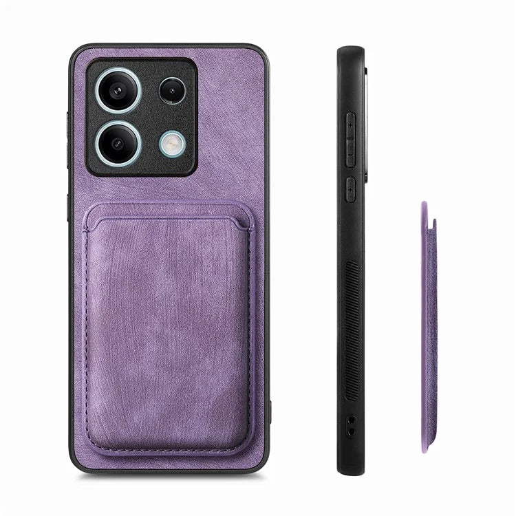 D12 For Xiaomi Redmi Note 13 5G Phone Case Magnetic Card Holder Vintage Leather Cover