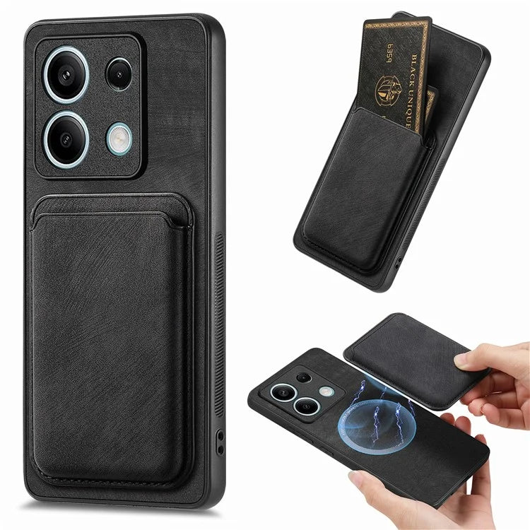 D12 For Xiaomi Redmi Note 13 5G Phone Case Magnetic Card Holder Vintage Leather Cover