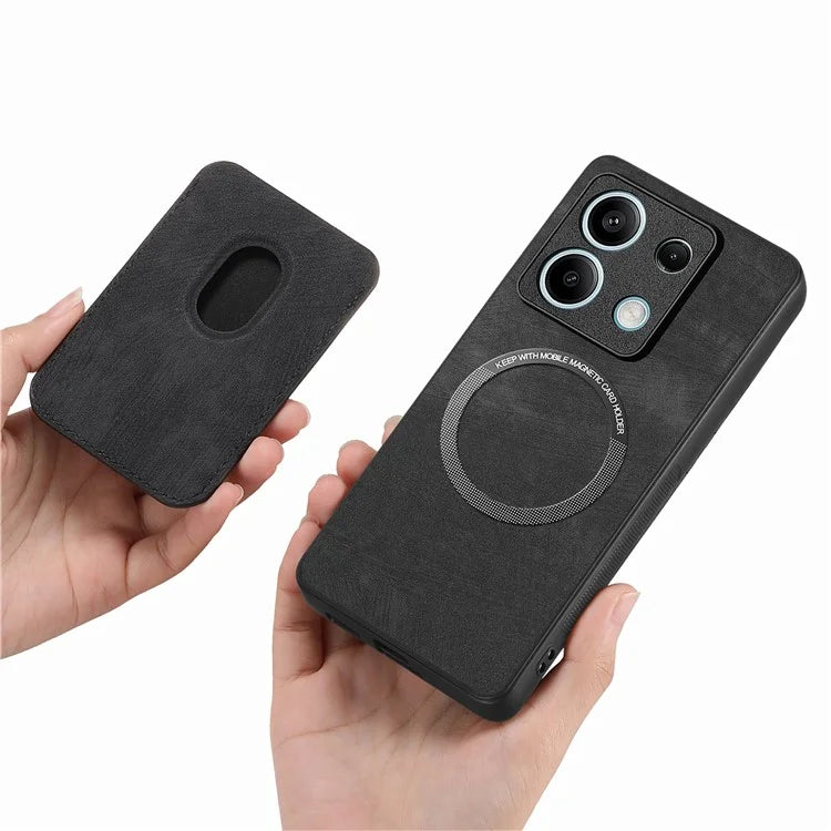 D12 For Xiaomi Redmi Note 13 5G Phone Case Magnetic Card Holder Vintage Leather Cover