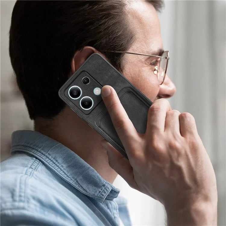 D12 For Xiaomi Redmi Note 13 5G Phone Case Magnetic Card Holder Vintage Leather Cover