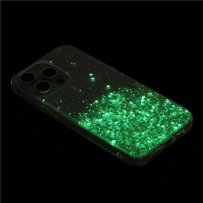 For iPhone 15 Pro Phone Case Epoxy TPU Glitter Sparkle Luminous Back Cover