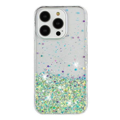 For iPhone 15 Pro Phone Case Epoxy TPU Glitter Sparkle Luminous Back Cover