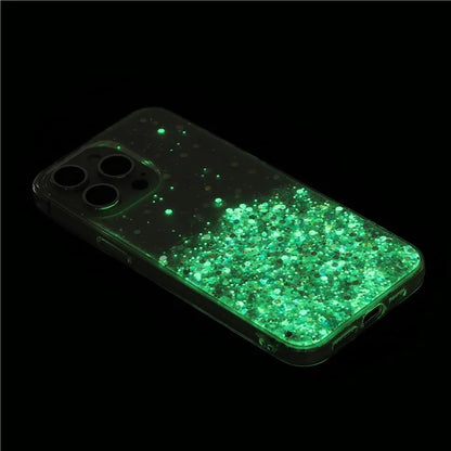 For iPhone 14 Pro Max Shockproof Phone Case Epoxy TPU Glitter Sparkle Luminous Cover