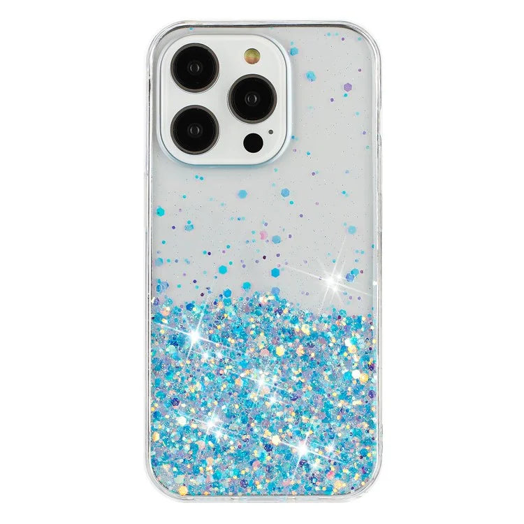 For iPhone 14 Pro Max Shockproof Phone Case Epoxy TPU Glitter Sparkle Luminous Cover