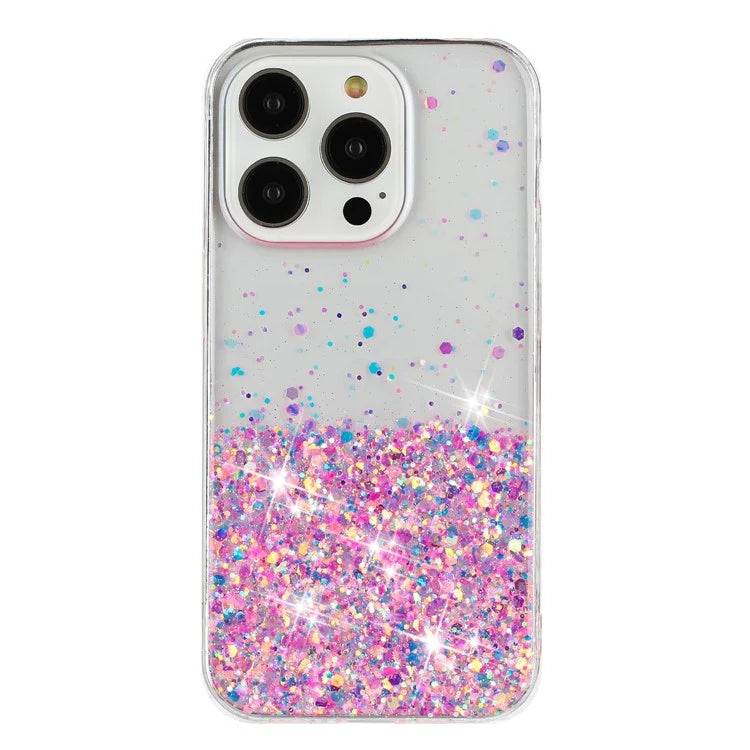 For iPhone 14 Pro Max Shockproof Phone Case Epoxy TPU Glitter Sparkle Luminous Cover