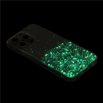 For iPhone 14 Pro Max Shockproof Phone Case Epoxy TPU Glitter Sparkle Luminous Cover