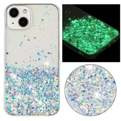 For iPhone 13 6.1 inch Cell Phone Cases Epoxy TPU Glitter Sparkle Luminous Phone Cover