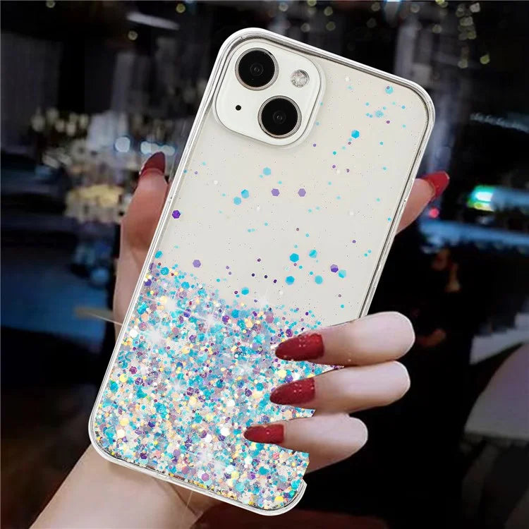 For iPhone 13 6.1 inch Cell Phone Cases Epoxy TPU Glitter Sparkle Luminous Phone Cover
