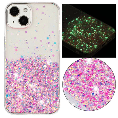 For iPhone 13 6.1 inch Cell Phone Cases Epoxy TPU Glitter Sparkle Luminous Phone Cover