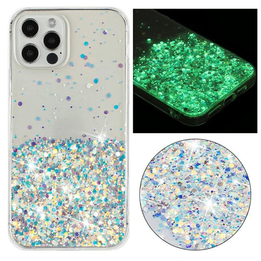 For iPhone 12 Pro Max 6.7 inch TPU Case Epoxy Glitter Sparkle Luminous Phone Cover