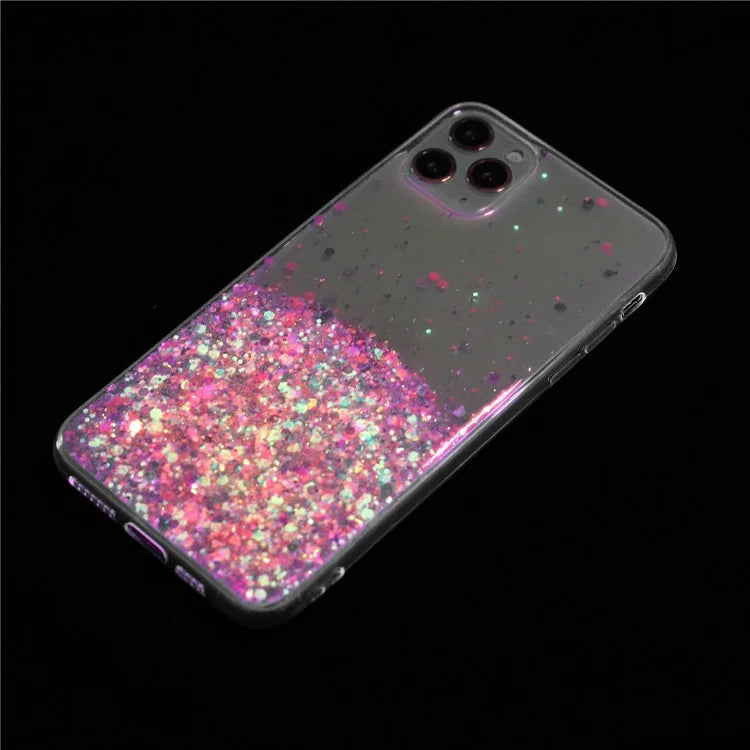 Back Case for iPhone 11 Pro Max Glow In The Dark Epoxy TPU Glitter Sparkle Mobile Phone Cover