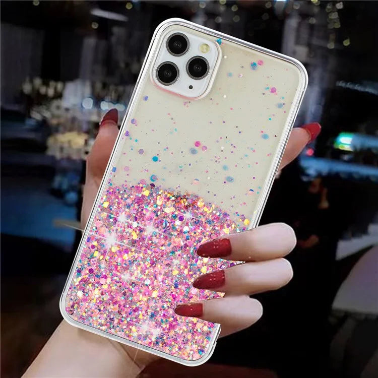 Back Case for iPhone 11 Pro Max Glow In The Dark Epoxy TPU Glitter Sparkle Mobile Phone Cover