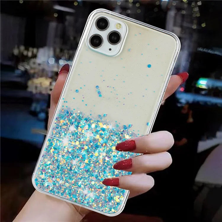 Back Case for iPhone 11 Pro Max Glow In The Dark Epoxy TPU Glitter Sparkle Mobile Phone Cover