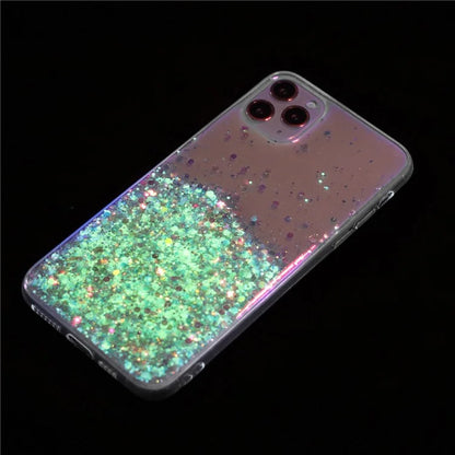Back Case for iPhone 11 Pro Max Glow In The Dark Epoxy TPU Glitter Sparkle Mobile Phone Cover