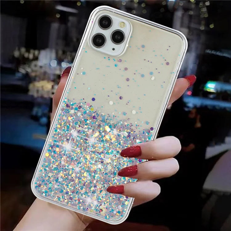 Back Case for iPhone 11 Pro Max Glow In The Dark Epoxy TPU Glitter Sparkle Mobile Phone Cover