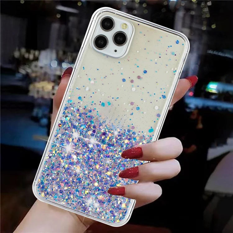 Back Case for iPhone 11 Pro Max Glow In The Dark Epoxy TPU Glitter Sparkle Mobile Phone Cover