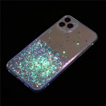 Back Case for iPhone 11 Pro Max Glow In The Dark Epoxy TPU Glitter Sparkle Mobile Phone Cover