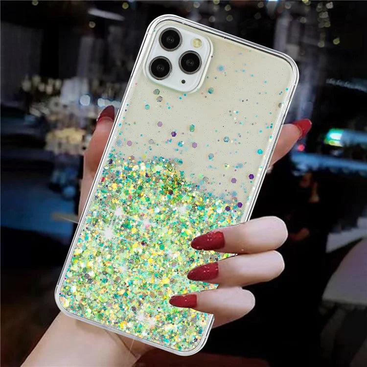 Back Case for iPhone 11 Pro Max Glow In The Dark Epoxy TPU Glitter Sparkle Mobile Phone Cover