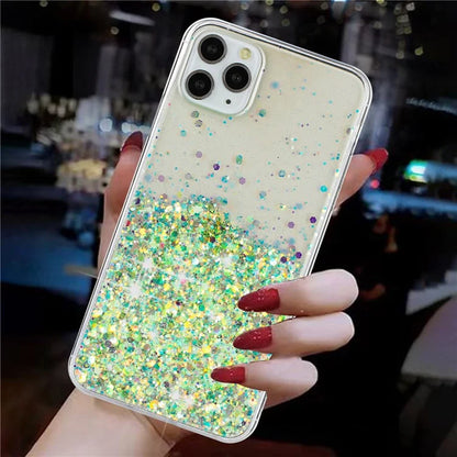 Back Case for iPhone 11 Pro Max Glow In The Dark Epoxy TPU Glitter Sparkle Mobile Phone Cover