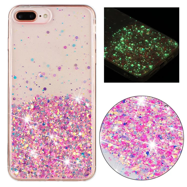 For iPhone 6 Plus/7 Plus/8 Plus 5.5 inch Case Luminous Sequins Anti-fall TPU Phone Cover