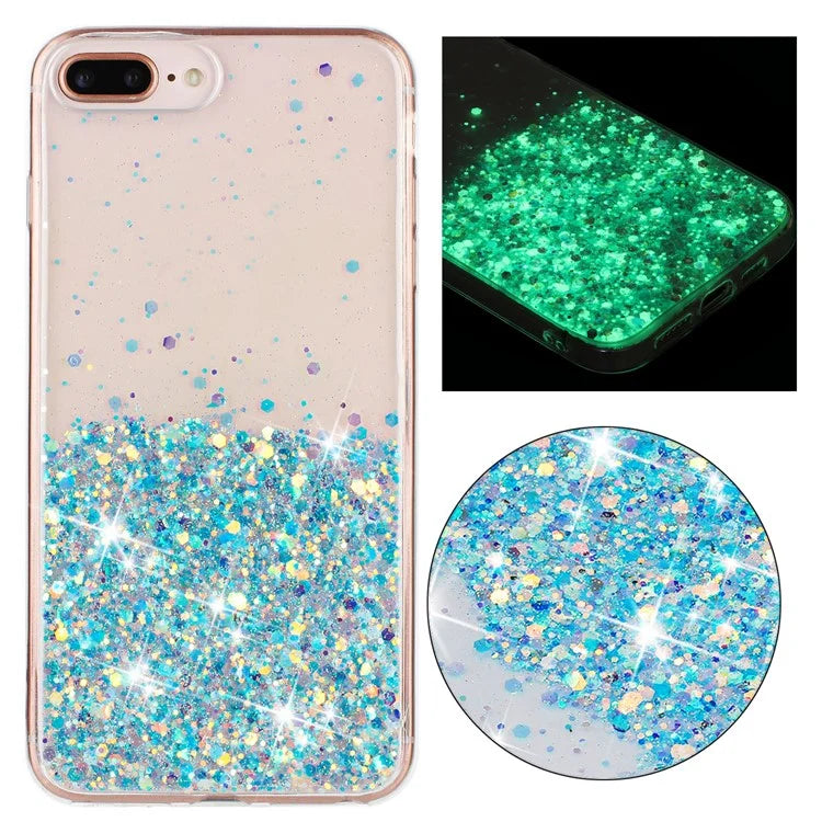 For iPhone 6 Plus / 7 Plus / 8 Plus 5.5 inch Case Luminous Sequins Anti-Fall TPU Phone Cover