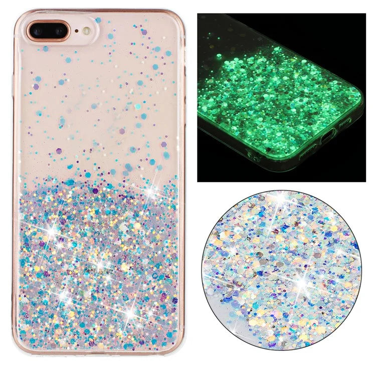 For iPhone 6 Plus/7 Plus/8 Plus 5.5 inch Case Luminous Sequins Anti-fall TPU Phone Cover