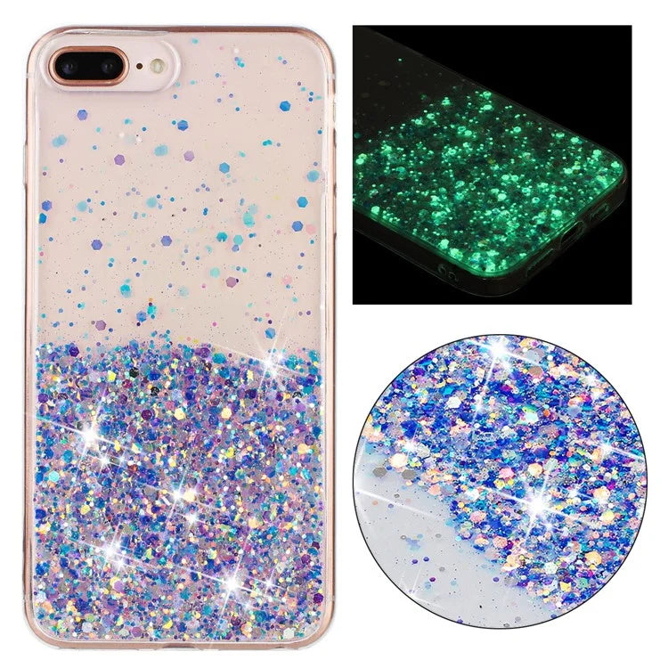 For iPhone 6 Plus/7 Plus/8 Plus 5.5 inch Case Luminous Sequins Anti-fall TPU Phone Cover