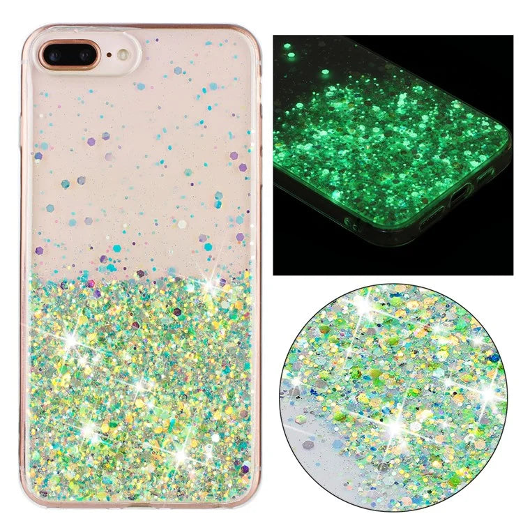 For iPhone 6 Plus/7 Plus/8 Plus 5.5 inch Case Luminous Sequins Anti-fall TPU Phone Cover