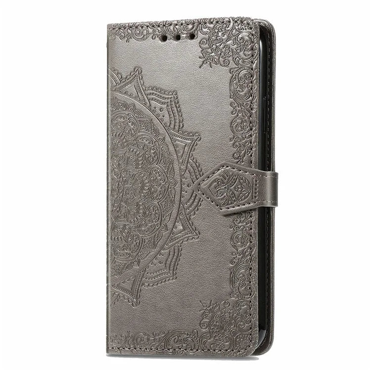 For Samsung Galaxy M15 5G PU Leather Case Shockproof Cell Phone Cover Emboss Mandala Flower Wallet
