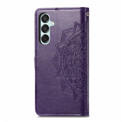For Samsung Galaxy M15 5G PU Leather Case Shockproof Cell Phone Cover Emboss Mandala Flower Wallet