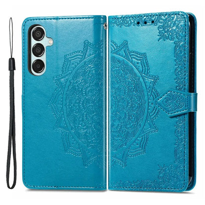 For Samsung Galaxy M15 5G PU Leather Case Shockproof Cell Phone Cover Emboss Mandala Flower Wallet